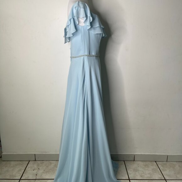 Mori Lee Women's Light Blue Bridesmaid Wedding Maxi Dress Size 10 - Picture 10 of 16